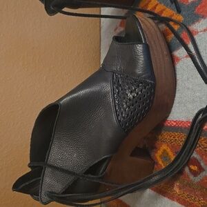 Free People Black Leather Women's Shoes 38